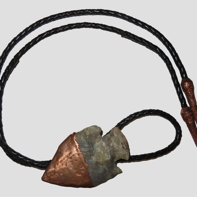 Sale Photo Thumbnail #399: 18" Southwest-Style Arrowhead Bolo Tie, Copper-Wrapped