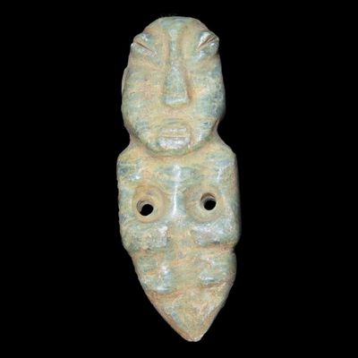 Sale Photo Thumbnail #360: 2" Pre-Columbian Jadeite Zoomorphic Human Pendant, Central America