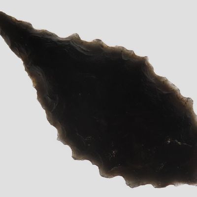 Sale Photo Thumbnail #452: 1 1/4" Serrated Cascade, Quality Obsidian, Oregon, Ex. Denis Burger