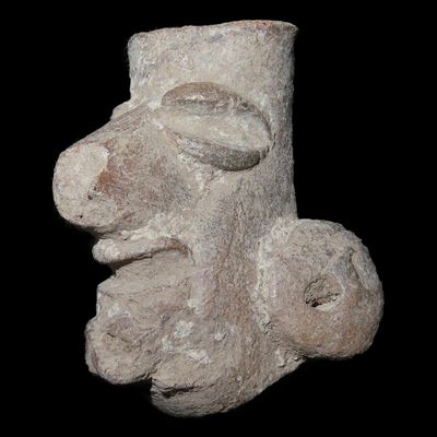 Sale Photo Thumbnail #357: 1 1/2" Pre-Columbian Maya Pottery Human Head Effigy