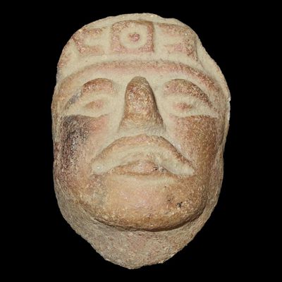 Sale Photo Thumbnail #336: 2 1/2" Pre-Columbian Maya Pottery Face Figurine, Mexico