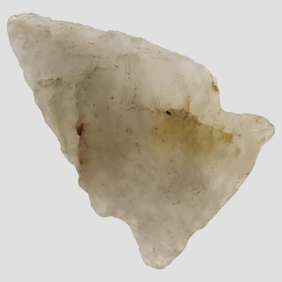 Sale Photo Thumbnail #732: 1" Super Crystal Quartz Beveled Arrowhead, Marshall Co., Alabama, Found by Billy Smith, Dalton / Palmer / Kirk / Big Sandy, Early Archaic