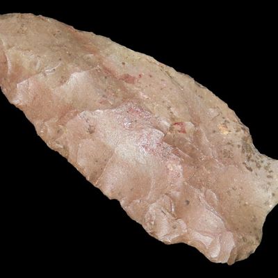 Sale Photo Thumbnail #496: 2 1/4" Early Archaic Point, Near Richland Co., Ohio, Base Thinned and Ground, Beveled