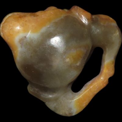 Sale Photo Thumbnail #557: Antique Chinese Hongshan Culture Jade Effigy Carving, Handmade, Neolithic Culture of the West Liao River Basin, Northeast China, Circa 4700-2900 BC