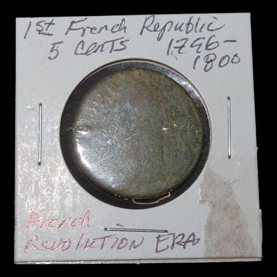 Sale Photo Thumbnail #589: French Republic 5 Centimes Coin, "1976-1800"
