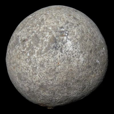 Sale Photo Thumbnail #760: 1 9/16" Diameter Stone Game Ball, Itasca, Illinois, Good Size and Round, 1 of a Cache of 8