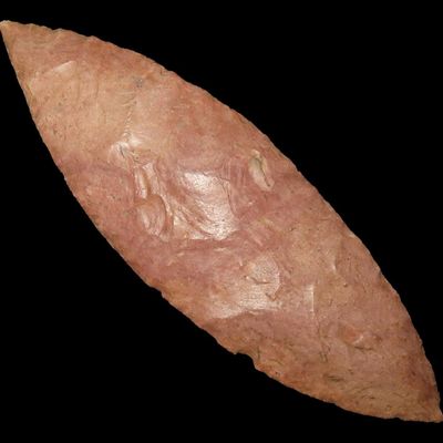 Sale Photo Thumbnail #54: 8 1/8" Bi-Pointed Knife, Heated Burlington Chert, Cooper Co., Missouri
