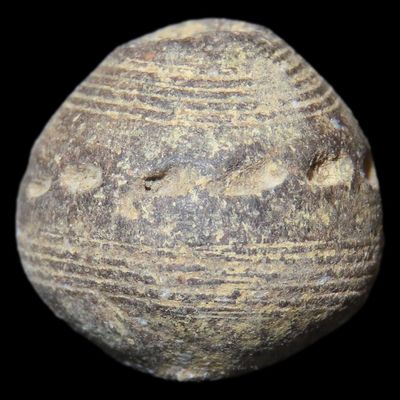 Sale Photo Thumbnail #341: Pre-Columbian Effigy Bead with Line and Crosshatch Design, Machalilla Culture, Ecuador