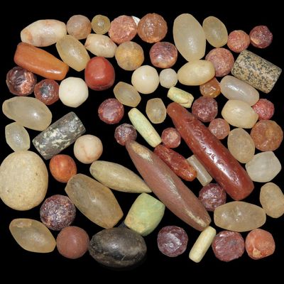 Sale Photo Thumbnail #249: Lot of Multiple Neolithic Beads, Pendants, and Other Objects, Northern Africa