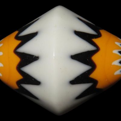 Sale Photo Thumbnail #397: 1 3/8" Multicolor Chevron Glass Bead