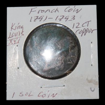 Sale Photo Thumbnail #625: French 1 Sol Copper Coin, King Louis XVI, 1971-1793