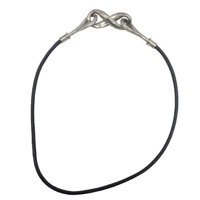 Sale Photo Thumbnail #293: Signed Sterling Silver Black Leather Cord Necklace