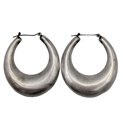 Sale Photo Thumbnail #434: Sterling Silver Puffy Hoop Earrings