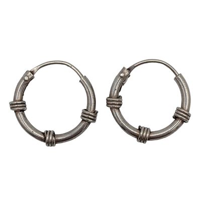 Sale Photo Thumbnail #387: Sterling Silver Three Wire Wraps Hoop Earrings