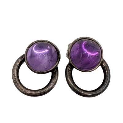 Sale Photo Thumbnail #334: Sterling Silver Purple Amethyst Double Circle Stud Earrings