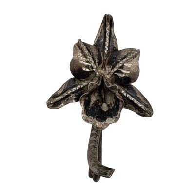 Sale Photo Thumbnail #25: Sterling Silver Orchid Flower Brooch