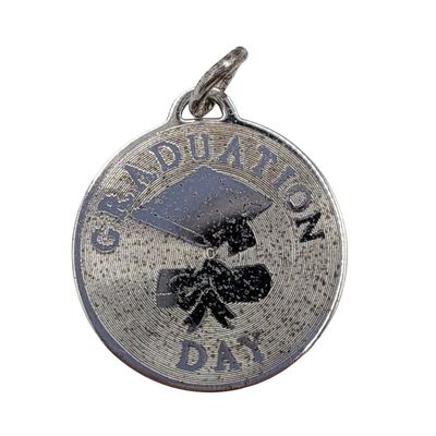 Sale Photo Thumbnail #457: Sterling Silver Graduation Round Charm Inscribed