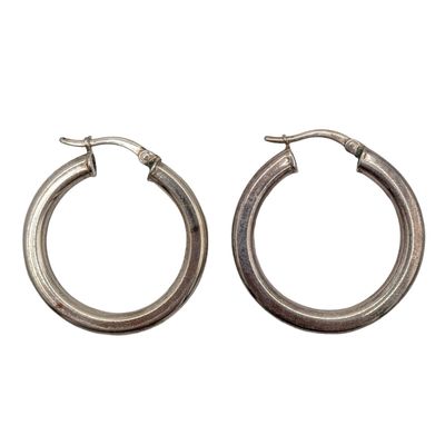Sale Photo Thumbnail #181: Italian Signed Sterling Silver Puffy Hoop Earrings