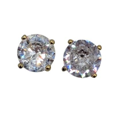 Sale Photo Thumbnail #440: Signed Gold Over Sterling Silver Rhinestone Stud Earrings