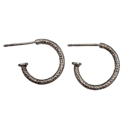 Sale Photo Thumbnail #581: Sterling Silver Twisted Etch Hoop Earrings