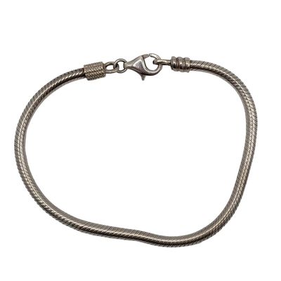 Sale Photo Thumbnail #372: Signed Sterling Silver Snake Chain Charm Bracelet