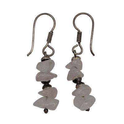 Sale Photo Thumbnail #163: Sterling Silver Stacked Moonstone Dangle Earrings