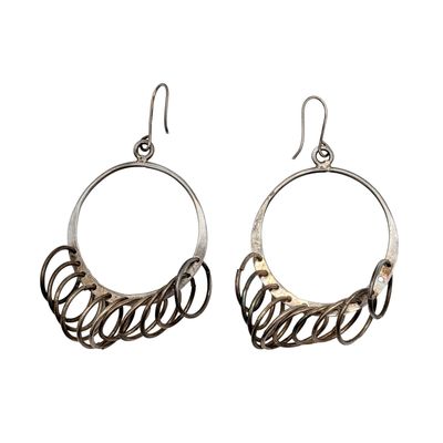 Sale Photo Thumbnail #312: Sterling Silver Multiple Circles Hook Earrings