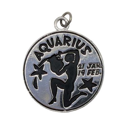 Sale Photo Thumbnail #66: Signed Sterling Silver Aquarius Round Charm