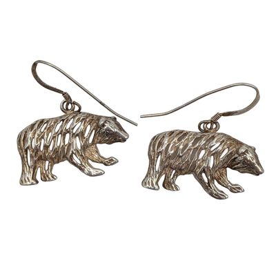 Sale Photo Thumbnail #592: Sterling Silver Bear Hook Earrings