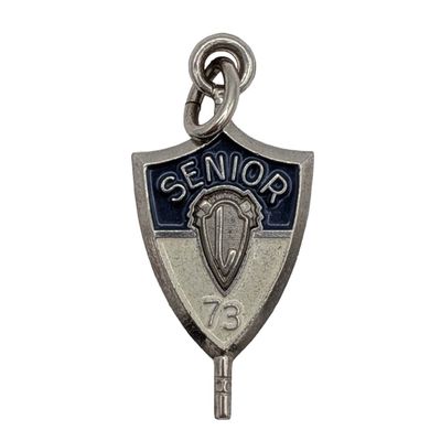 Sale Photo Thumbnail #350: Jostens Signed Sterling Silver "Senior 73" Enamel Shield Charm