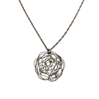 Sale Photo Thumbnail #389: Sterling Silver Wire Weave Pendant Rope Chain Necklace