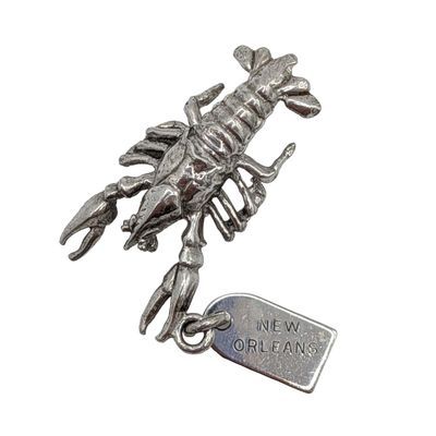 Sale Photo Thumbnail #472: Signed Sterling Silver New Orleans Lobster Charm