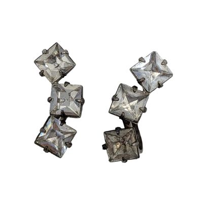 Sale Photo Thumbnail #498: Sterling Silver Clear Rhinestone Screwback Earrings