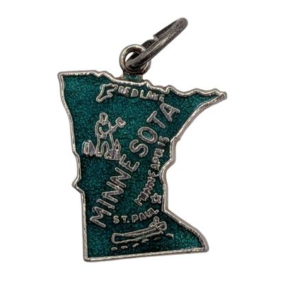 Sale Photo Thumbnail #443: Sterling Silver Green Enamel Minnesota State Charm