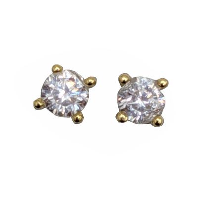 Sale Photo Thumbnail #328: Signed Gold Over Sterling Silver Rhinestone Round Stud Earrings