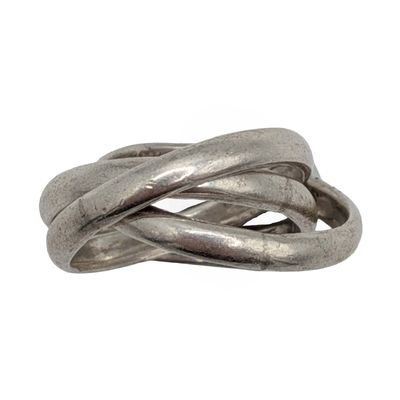 Sale Photo Thumbnail #153: Signed Sterling Silver Triple Band Ring Sz. 4