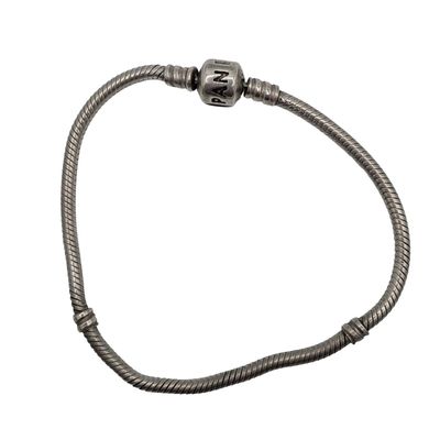Sale Photo Thumbnail #499: Pandora Signed Sterling Silver Snake Chain Charm Bracelet