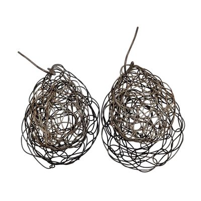 Sale Photo Thumbnail #210: Signed Sterling Silver Twisted Wire Dangle Earrings