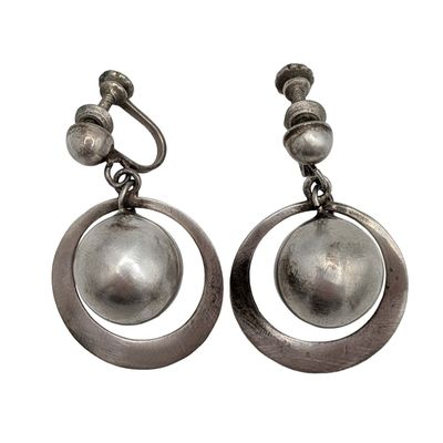 Mexico Sterling Silver Ball Hoop Earrings