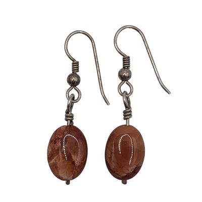 Sale Photo Thumbnail #527: Sterling Silver Red Jasper Hook Earrings