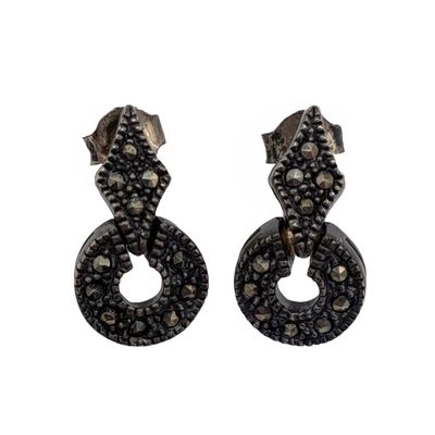 Sale Photo Thumbnail #254: Signed Sterling Silver Marcasite Stud Earrings