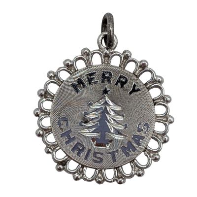 Sale Photo Thumbnail #397: Sterling "Merry Christmas" Tree Round Charm