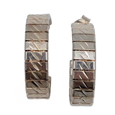 Sterling Etched Hoop Earrings