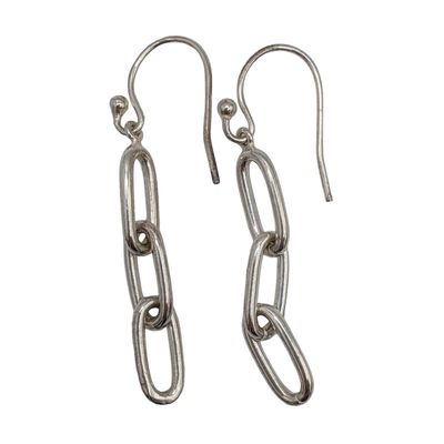 Sale Photo Thumbnail #58: Signed Sterling Silver Chain Link Dangle Earrings