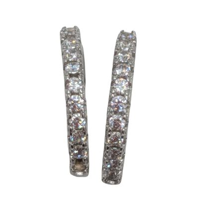 Sale Photo Thumbnail #295: Signed Sterling Silver Rhinestone Hoop Earrings