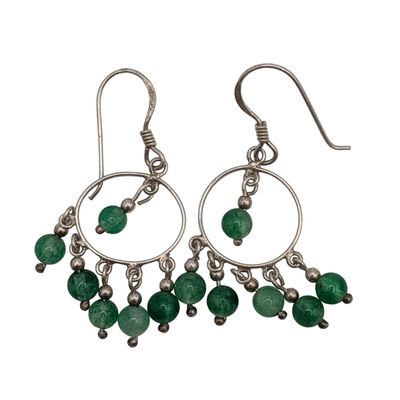 Sale Photo Thumbnail #533: Sterling Silver Jadeite Circle Dangle Earrings