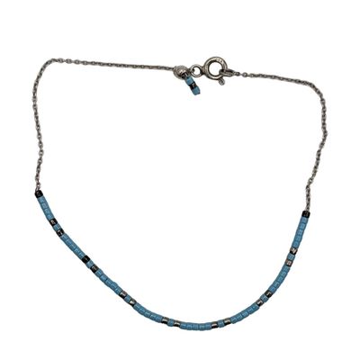Sale Photo Thumbnail #593: Signed Sterling Silver Beaded Chain Bracelet