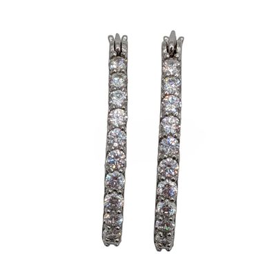 Sale Photo Thumbnail #307: Signed Sterling Silver Cubic Zirconia Oval Hoop Earrings