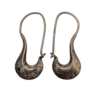 Sale Photo Thumbnail #144: Signed Sterling Silver Long Drop Hook Earrings