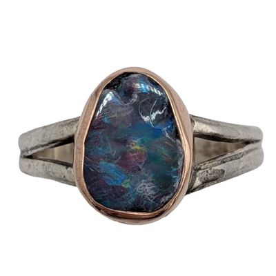 Sale Photo Thumbnail #57: Signed Sterling Silver Opal Teardrop Ring Sz. 6